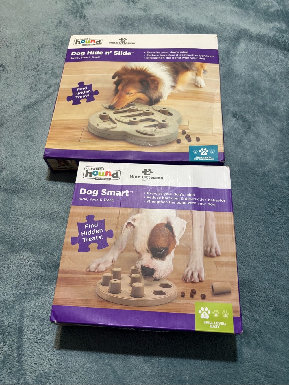 Outward Hound Puzzle Toys - Purple and Tan Packaging (Two Pack)